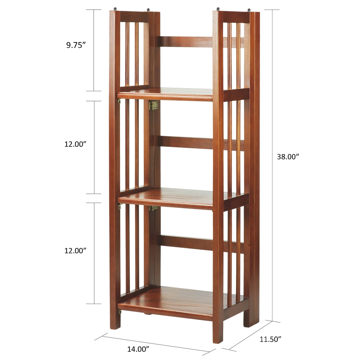 3 Shelf 14 Inch Folding Office Furniture Wood Bookcase, Mahogany