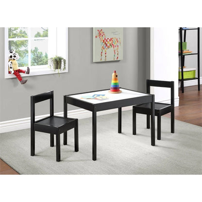 Gibson Kids 3-Piece Activity Table and Chair Set, Black