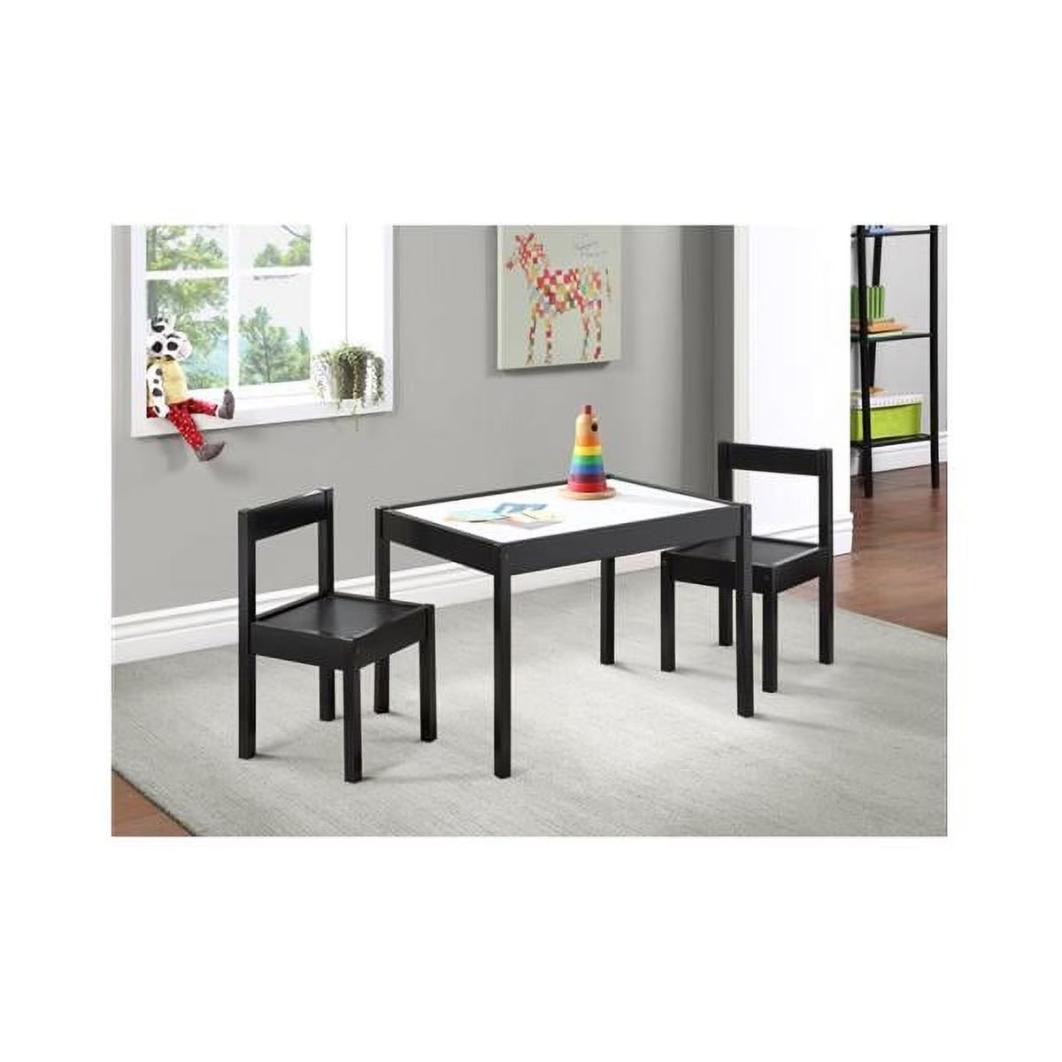 Gibson Kids 3-Piece Activity Table and Chair Set, Black